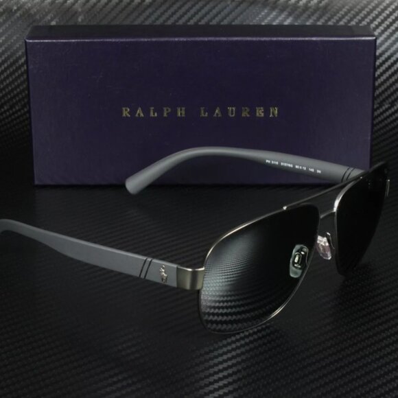 RALPH LAUREN POLO Gunmetal Mir Silver 60 mm Men's Sunglasses - Picture 4 of 5